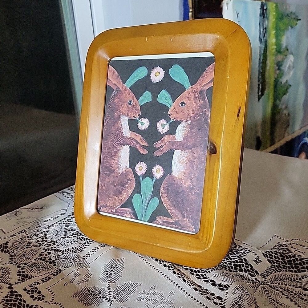 Vintage Teak Wood Photo Frame 7 X 5 MCM Mid Century Modern Hanging and freestand